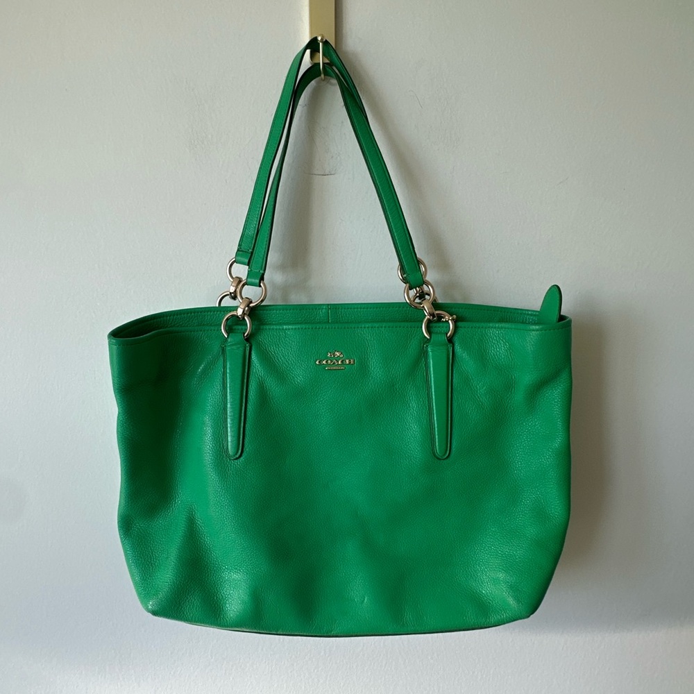 Coach Vibrant Green Leather Tote